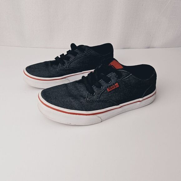 VANS Off The Wall TB4R Youth Sz 2 Textile Black Charcoal w/ Red Stripe Sneakers - Picture 6 of 13